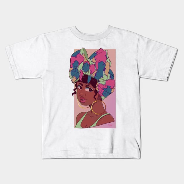 Headwrap Kids T-Shirt by Simkray